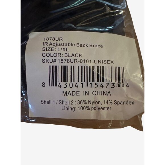 Tommie Copper Adjustable Back Brace L/XL Black Nylon Spandex Unisex New in Bag - Picture 6 of 8